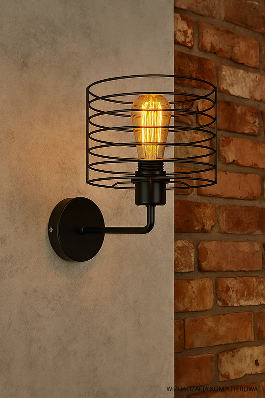 kinkiety Czarny kinkiet loftowy druciany KORDOBA LOFT