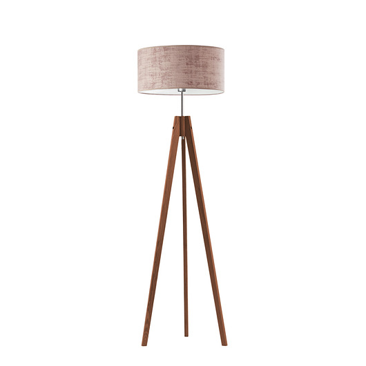 lampy podłogowe Drewniana lampa stojąca do salonu z abażurem  HAITI VELUR
