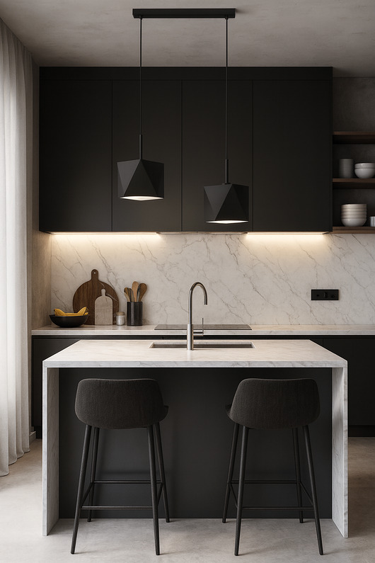 lampy wiszące Czarna 2-płomienna lampa wisząca do kuchni KOBE z regulacją