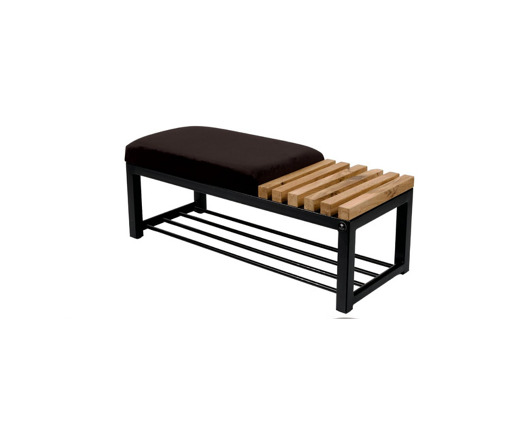 ławki Ławka Pufa Tapicerowana Czarny Stal LPD-8