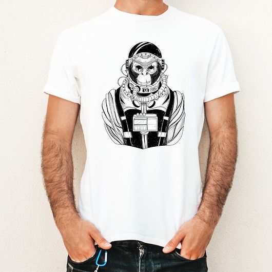 t-shirty męskie Koszulka  z nadrukiem Astronauta małpa