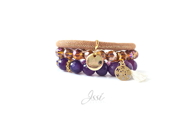 bransoletki z kamieni naturalnych CARAMEL PLUM  Set- unikat