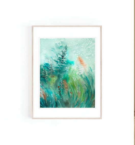 obrazy Oryginalna akwarela. Łąka 46x61