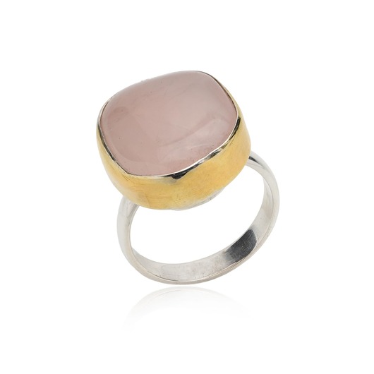 pierścionki srebrne Pierścionek srebrny z dużym nieregularnym kwarcem różowym