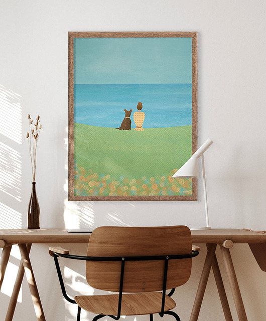 plakaty Z psem na łące - plakat 50x70 cm