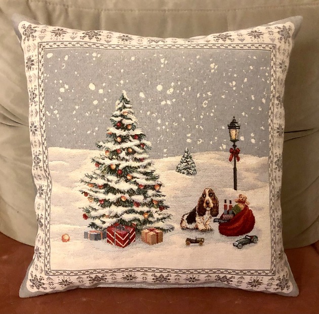 poduszki z grafiką Poduszka gobelinowa ozdobna gwiazdkowa z pieskiem
