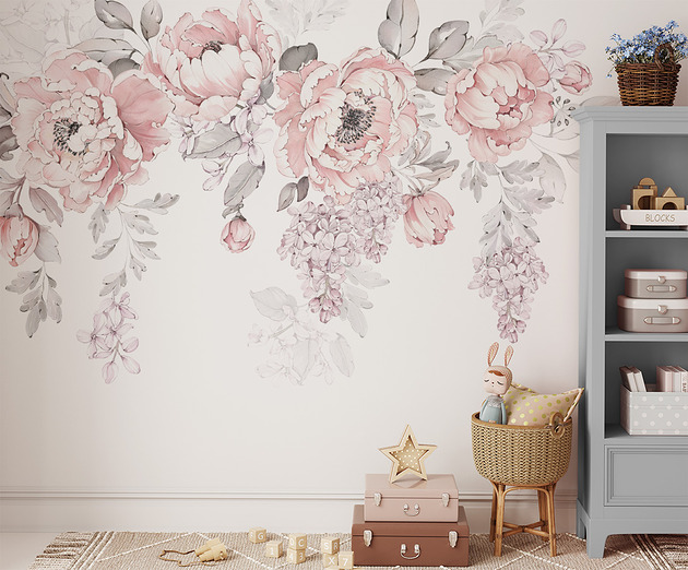 naklejki ścienne do pokoju dziecka Naklejka "Pink peonies-bouquet XXL"