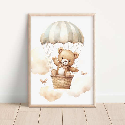 obrazy i plakaty do pokoju dziecięcego Miś w balonie