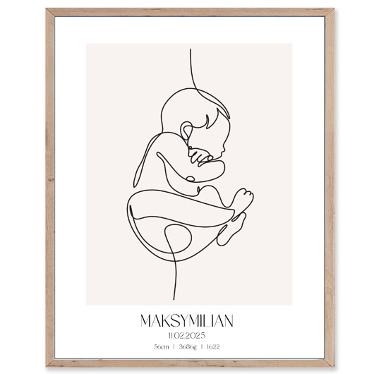 obrazy i plakaty do pokoju dziecięcego Plakat Line Art metryczka dla dziecka, Plakat z imieniem