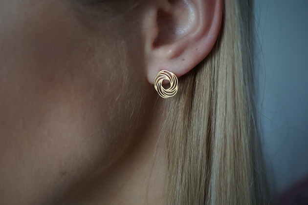 Pozłacane ażurowe kolczyki węzły srebro 925 VENA Jewellery