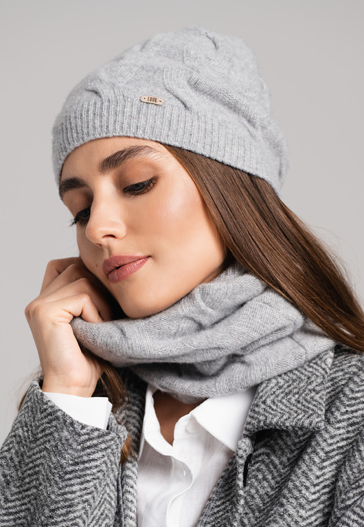 szale damskie Komin szalik damski wełniany warkocze Dorothy Look 243 szary