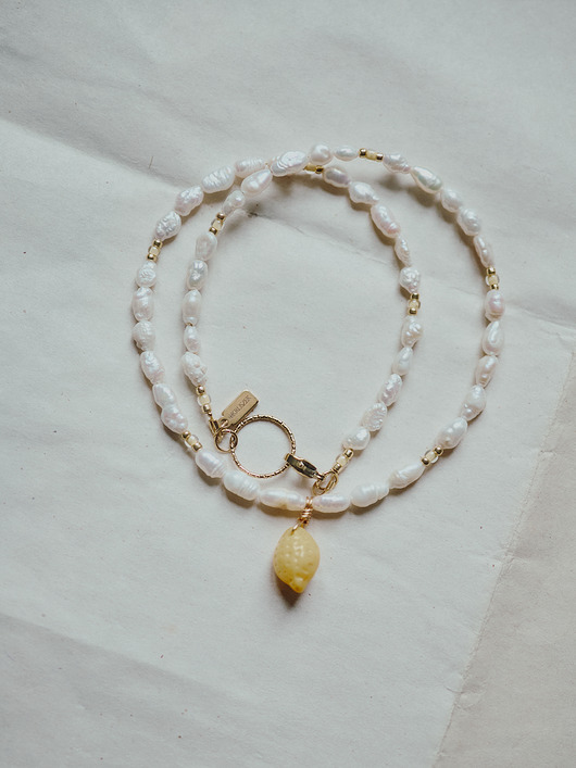złote naszyjniki Cytrynka, naszyjnik z pereł