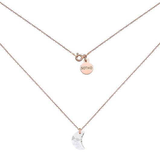 złote naszyjniki Naszyjnik z różowego złota z księżycem SWAROVSKI CRYSTAL