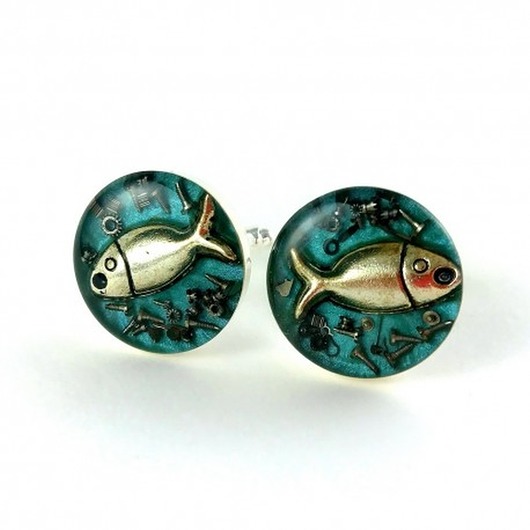 spinki do mankietów Spinki do koszuli - Fish - Silver + Pudełko