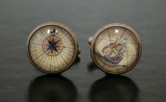 spinki z antycznymi mapami Kfiatek Gifted Hands