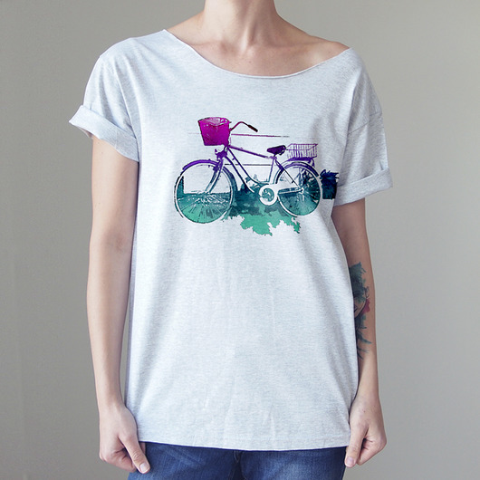 t-shirt damskie Rower Oversize Szary