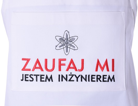 fartuchy kuchenne Fartuch Kuchenny bawełniany biały haftowany Zaufaj mi, jestem inżynierem!