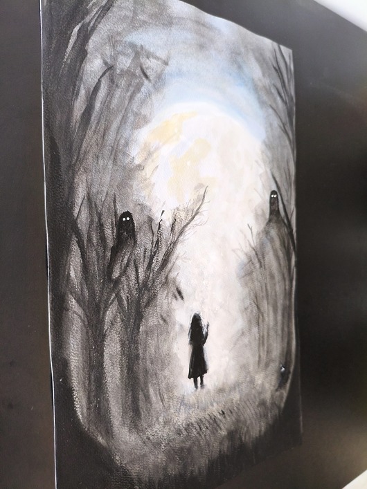 grafiki i ilustracje Bądź wiedźmą magia czary obraz akwarela 25x40 wiedza las mrok
