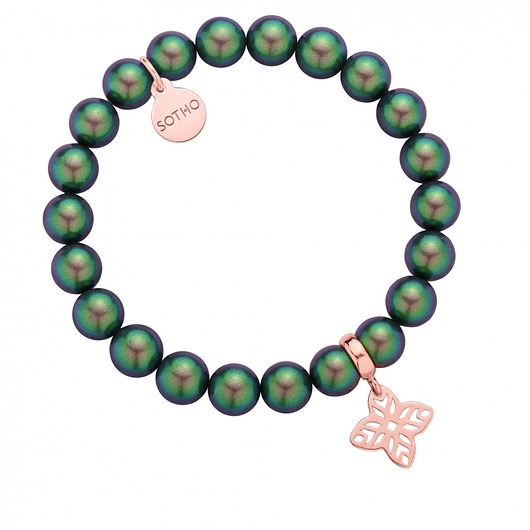 Zielona bransoletka z pereł kryształ SWAROVSKI® CRYSTAL SOTHO