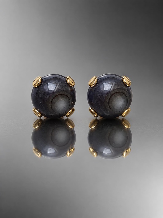 kolczyki z kamieniami Dots - Muszla navy blue /alloys collection/ - sztyfty