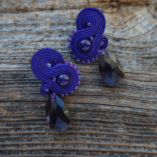 kolczyki soutache Fioletowe  kolczyki sutasz