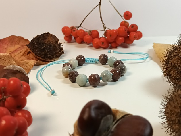 bransoletki z kamieni naturalnych Bransoletka brązowa amazonitowa