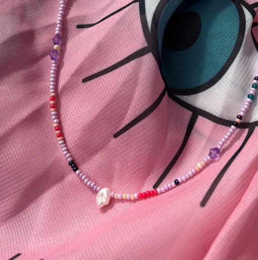 chokery Choker z koralikami i perłą