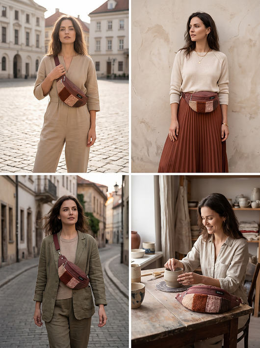 saszetka nerka Nerka MOCCO patchwork, rozmiar M + miniportfel gratis