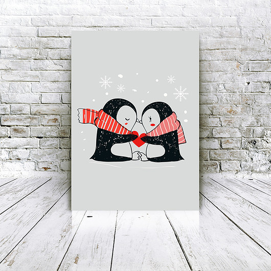 plakat z zimowymi pingwinkami (format A3) Love Life and Forest