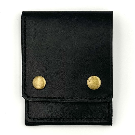 portfele damskie Czarny portfel skórzany ręcznie uszyty na karty.