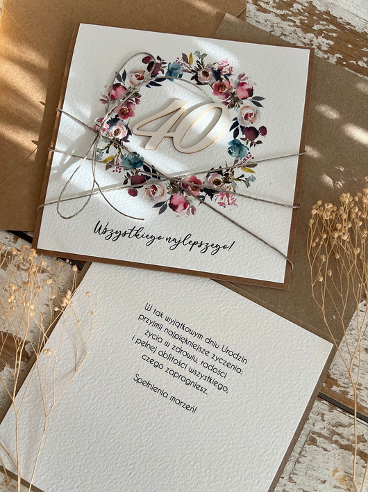 kartki scrapbooking Ręcznie robiona kartka na 40 urodziny, czterdziestka