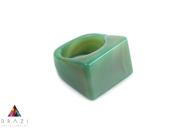 InspiRING  Agat  Mleczna Zieleń rozmiar 17 Brazi Druse Jewelry