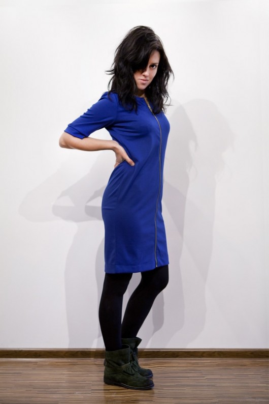 Double Zipped Dress Blue  Lets Funky