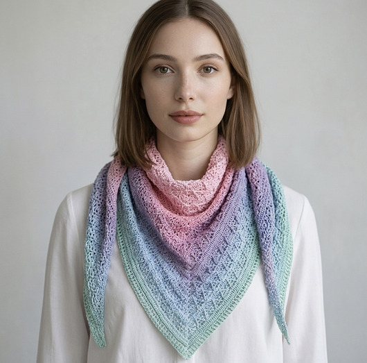 szale damskie Chusta szydełkowa Luvia ombre ręcznie robiona