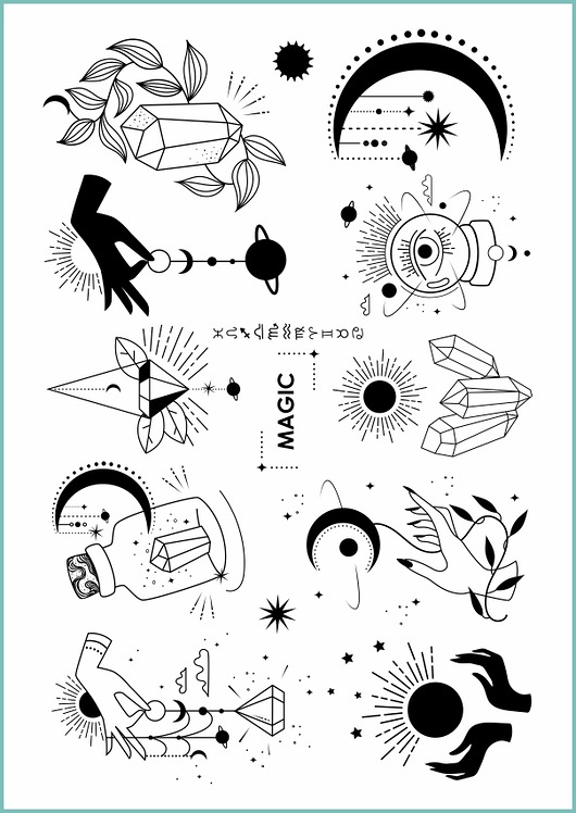 tatuaże zmywalne, tymczasowe Tatuaż tymczasowy "Symbole magiczne i astrologiczne"