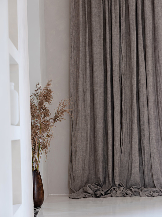 zasłony Lniane zasłony stonewashed - taupe melange