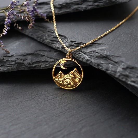 złote naszyjniki Naszyjnik górska noc - biały kryształek