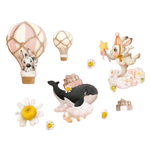 naklejki ścienne do pokoju dziecka Zestaw naklejek ściennych Tiny World 100