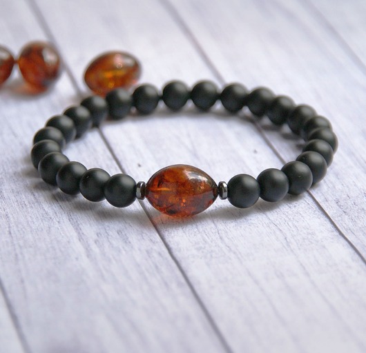 biżuteria męska BURSZTYN, onyks matowy