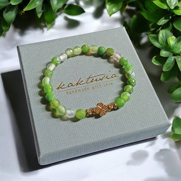 bransoletki z kamieni naturalnych Na szczęście :: agat i czterolistna koniczynka