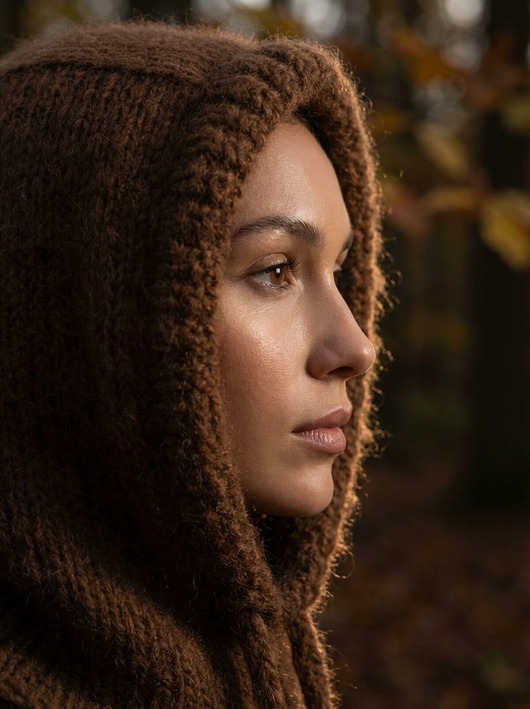 czapki damskie Brązowa balaclava kid mohair i baby alpaka