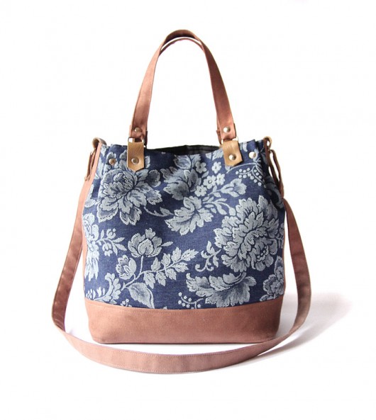 torebka midi h30- jeans flowers&brown- zam. elfagado