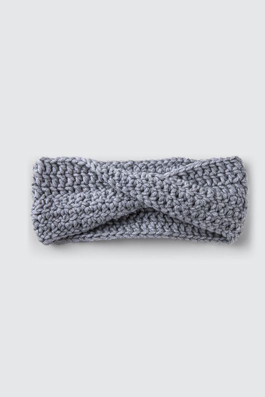 Opaska z węzłem z wełny merynosa handmade szary HisOutfit