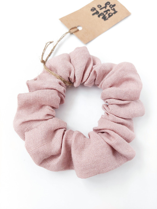 gumki do włosów 100% len, owijka do włosów,old rose