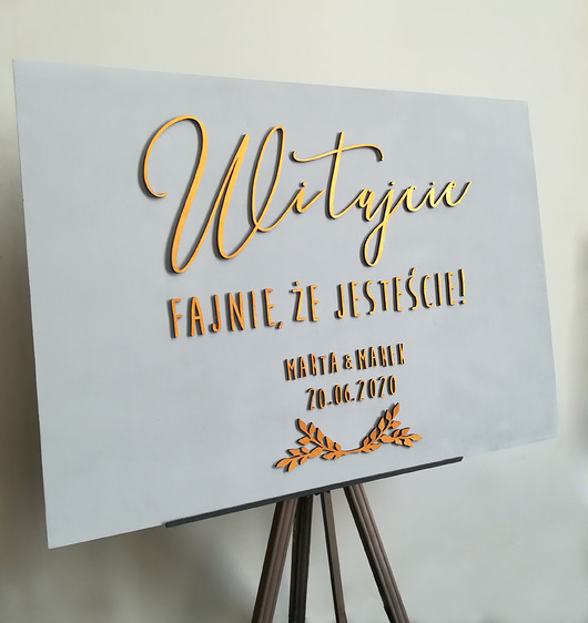Szara tablica powitalna JJ Studio