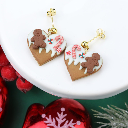 kolczyki z masy plastycznej Pierniczki serca kolczyki