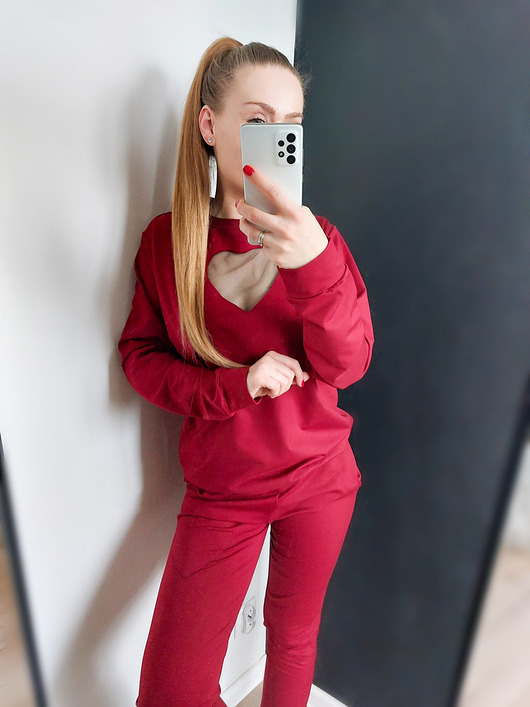 komplety damskie DRES BAWEŁNIANY SERCE I267 BORDO