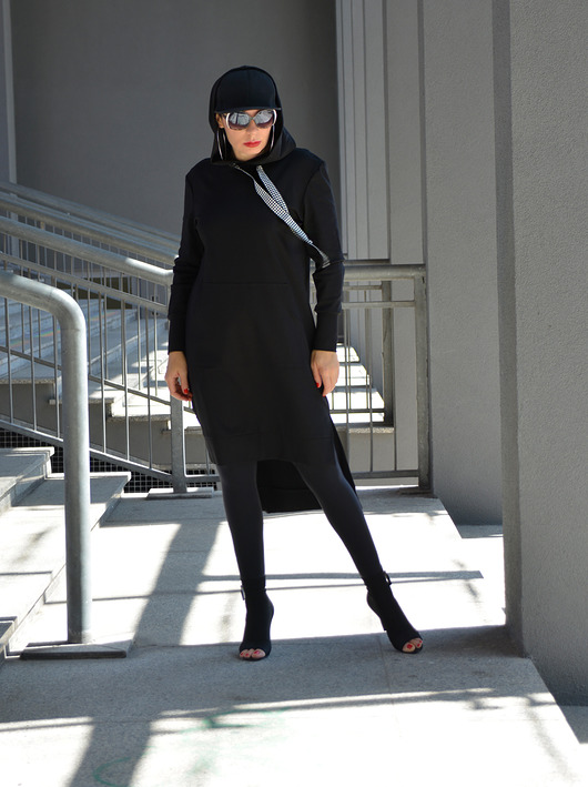 SUKIENKA długa bluza z KAPTUREM momo fashion