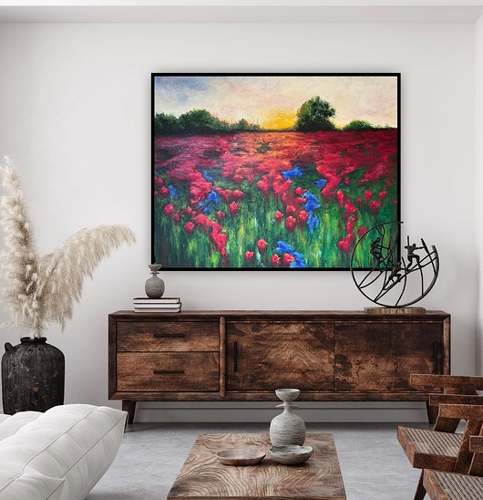 obrazy Obraz "Tam gdzie zachodzi słońce " akryl na płótnie 110x90 cm