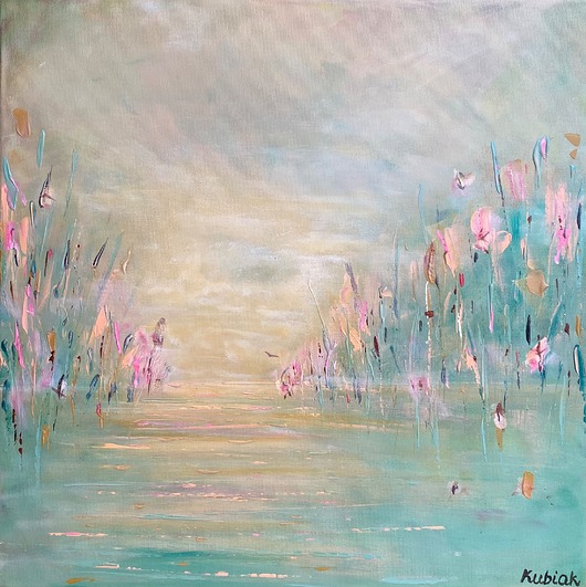 obrazy Rozlewisko / obraz strukturalny by Magda Kubiak 50x50 cm oryginał